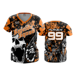 2572 FD Womens V-Neck SUICIDE-SQUAD-FLO-ORANGE-FLO INK + $5