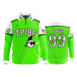 1107 FD Quarter Zip Batting Jacket LS KEWASKUM-TRIBE-FLO-GREEN-FLO INK + $5
