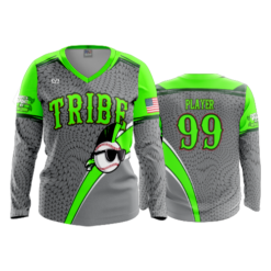 1107 FD Womens V-Neck Longsleeve KEWASKUM-TRIBE-GREY-FLO INK + $5