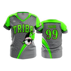 1107 FD Womens V-Neck KEWASKUM-TRIBE-GREY-FLO INK + $5