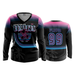 2595 FD Womens V-Neck Longsleeve NORTHSIDE-BOMBERS-BLACK