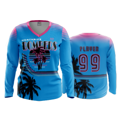 2595 FD Womens V-Neck Longsleeve NORTHSIDE-BOMBERS-BLUE