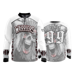 2612 FD Quarter Zip Batting Jacket LS WARRIORS-WHITE