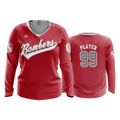 1898 FD Womens V-Neck Longsleeve SHELBY-BLOCK-S-BASEBALL