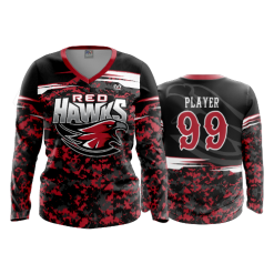 2540 FD Womens V-Neck Longsleeve RED-HAWKS-WELLING