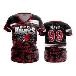 2540 FD Womens V-Neck RED-HAWKS-WELLING