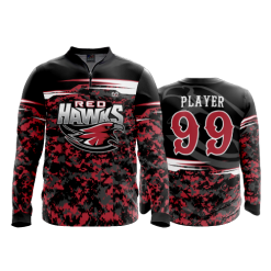 2540 FD Quarter Zip Batting Jacket LS RED-HAWKS-WELLING