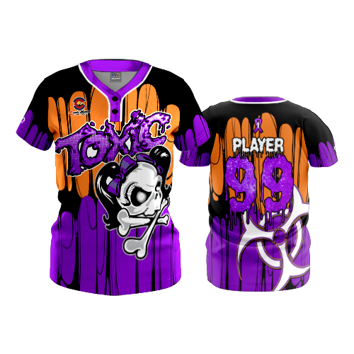 2610 FD WOMENS 2 BUTTON SCOOP NECK CL TOXIC