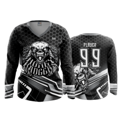 2638 FD Womens V-Neck Longsleeve HONEY-BADGERS-BLACK