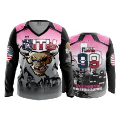 1262 FD Womens V-Neck Longsleeve CITY-CHAMPS-BLACK