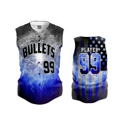 2642 FD ProTek Womens Full Button Down Sleeveless LADY-BULLETS-LIGHTNING
