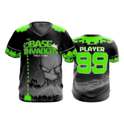 2649 FD Sport V-Neck MENS BASE-INVADERS-GREEN-FLO INK + $5