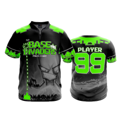 2649 FD Quarter Zip Batting Jacket SS BASE-INVADERS-GREEN-FLO INK + $5