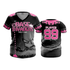 2649 FD Womens V-Neck BASE-INVADERS-PINK