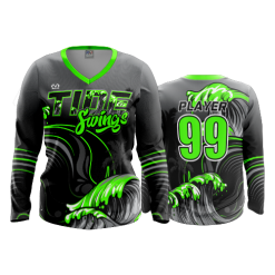 2645 FD Womens V-Neck Longsleeve TIDE-SWINGS-BLACK-FLO INK + $5