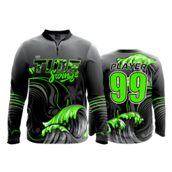 2645 FD Quarter Zip Batting Jacket LS TIDE-SWINGS-BLACK-FLO INK + $5