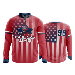 2640 FD Quarter Zip Batting Jacket LS GUESS-WHO-RED