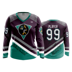 708 FD Womens V-Neck Longsleeve MIGHTY-DUCKS-PURPLE