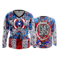 1785 FD Womens V-Neck Longsleeve RBI-MARVEL-COLLAGE