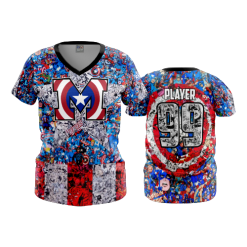 1785 FD Womens V-Neck RBI-MARVEL-COLLAGE
