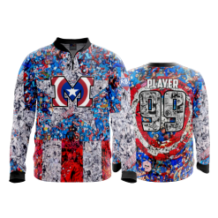 1785 FD Quarter Zip Batting Jacket LS RBI-MARVEL-COLLAGE