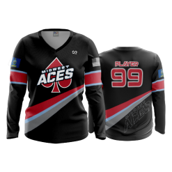 355 FD Womens V-Neck Longsleeve MIDWEST-ACES-BLACK
