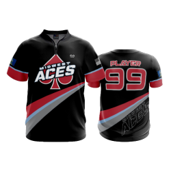 355 FD Quarter Zip Batting Jacket SS MIDWEST-ACES-BLACK