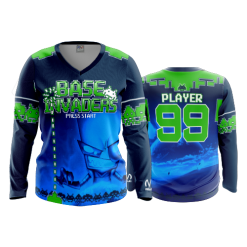 2684 FD Womens V-Neck Longsleeve BASE-INVADERS-LIME