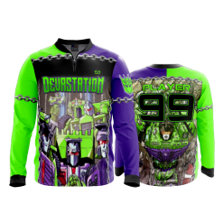 2400 FD Quarter Zip Batting Jacket LS DEVASTATION-FLO INK + $5
