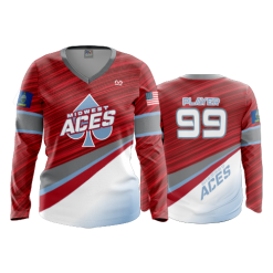 355 FD Womens V-Neck Longsleeve MIDWEST-ACES-RED