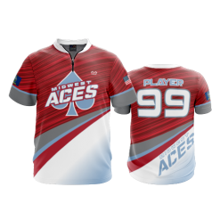 355 FD Quarter Zip Batting Jacket SS MIDWEST-ACES-RED