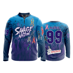 2719 FD Quarter Zip Batting Jacket LS SAVAGE-NATION-FLO INK + $5
