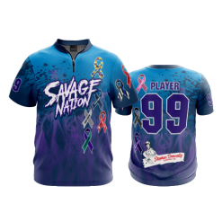 2719 FD Quarter Zip Batting Jacket SS SAVAGE-NATION-FLO INK + $5