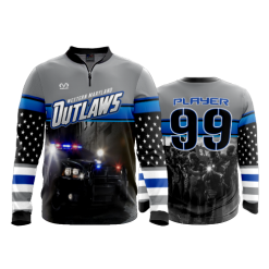 2689 FD Quarter Zip Batting Jacket LS WESTERN-MARYLAND-OUTLAWS-GREY