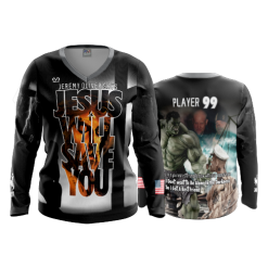 1727 FD Womens V-Neck Longsleeve JESUS-WILL-SAVE-YOU