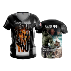 1727 FD Womens V-Neck JESUS-WILL-SAVE-YOU