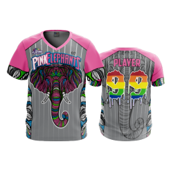2730 FD Sport V-Neck MENS PINK-ELEPHANTS-FLO INK + $5