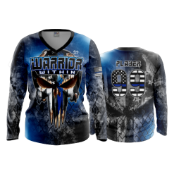 2734 FD Womens V-Neck Longsleeve BLUE-WARRIOR-WITHIN