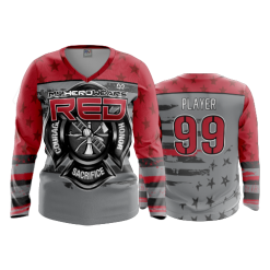 2734 FD Womens V-Neck Longsleeve MY-HERO-WEARS-RED