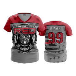 2734 FD Womens V-Neck MY-HERO-WEARS-RED
