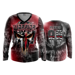 2734 FD Womens V-Neck Longsleeve RED-WARRIOR-WITHIN