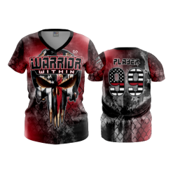 2734 FD Womens V-Neck RED-WARRIOR-WITHIN