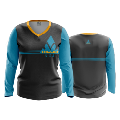 880 FD Womens V-Neck Longsleeve BRAND-BLUETEAL-TRIANGLE