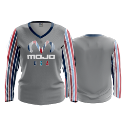 880 FD Womens V-Neck Longsleeve BRAND-RWB-STRIPES