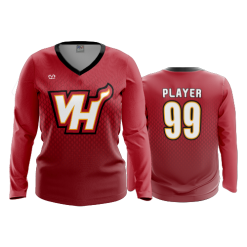 2761 FD Womens V-Neck Longsleeve VIENNA-HEAT-RED-LS-FIXES