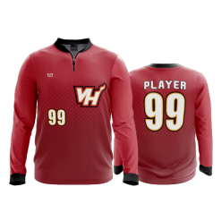 2761 FD Quarter Zip Batting Jacket LS VIENNA-HEAT-RED-LS-FIXES