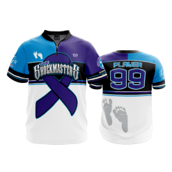 1986 FD Quarter Zip Batting Jacket SS SHOCKMASTERS-FLO-FLO INK + $5