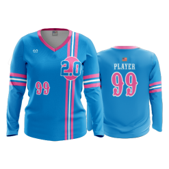 2105 FD Womens V-Neck Longsleeve 2-POINT-0-BLUE-FLO INK + $5