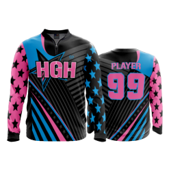 2105 FD Quarter Zip Batting Jacket LS HGH-WOMEN-FLO-PINK-FLO INK + $5
