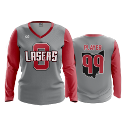 2808 FD Womens V-Neck Longsleeve LASERS-SCARLET-CHARCOAL